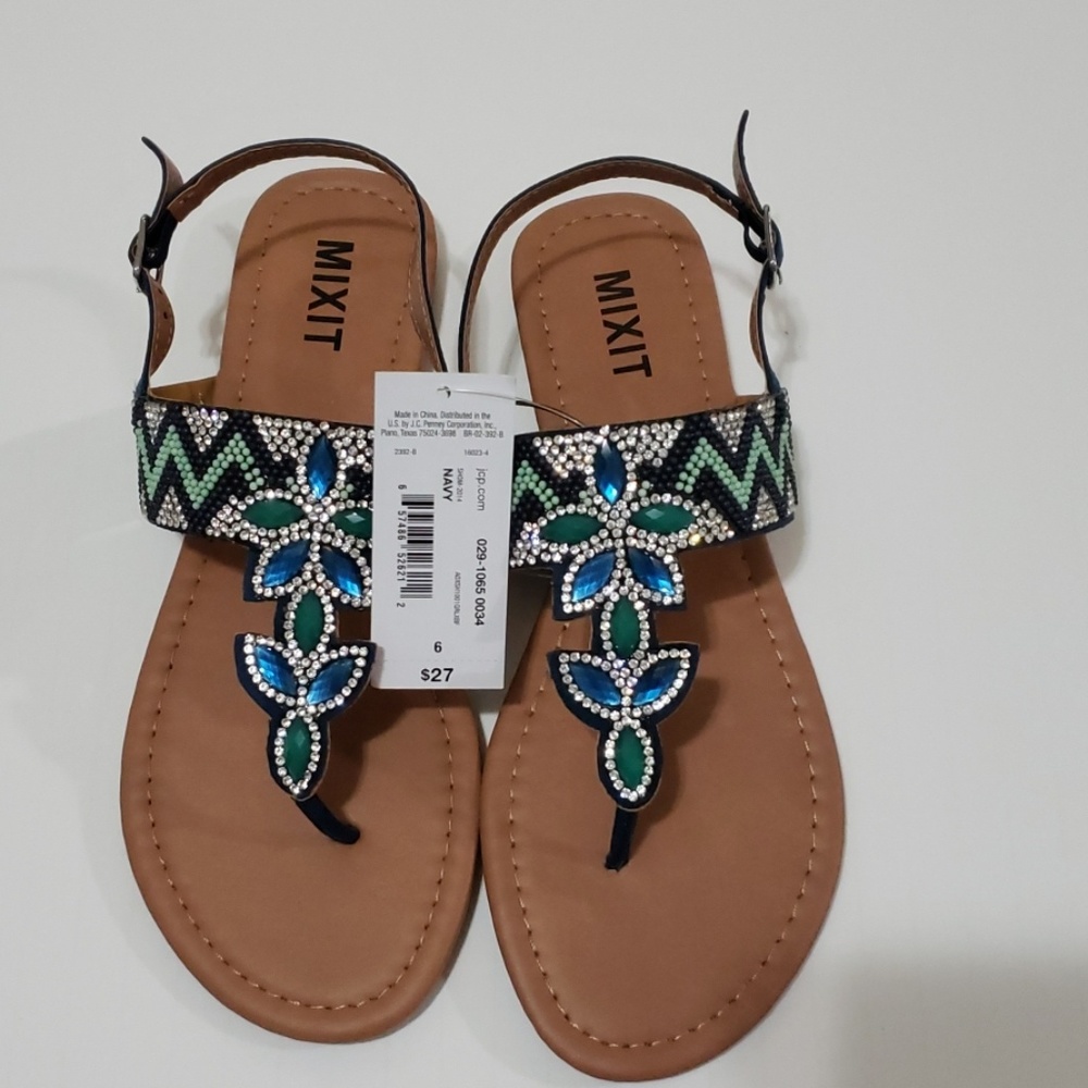 Blue Rhinestone Sandals